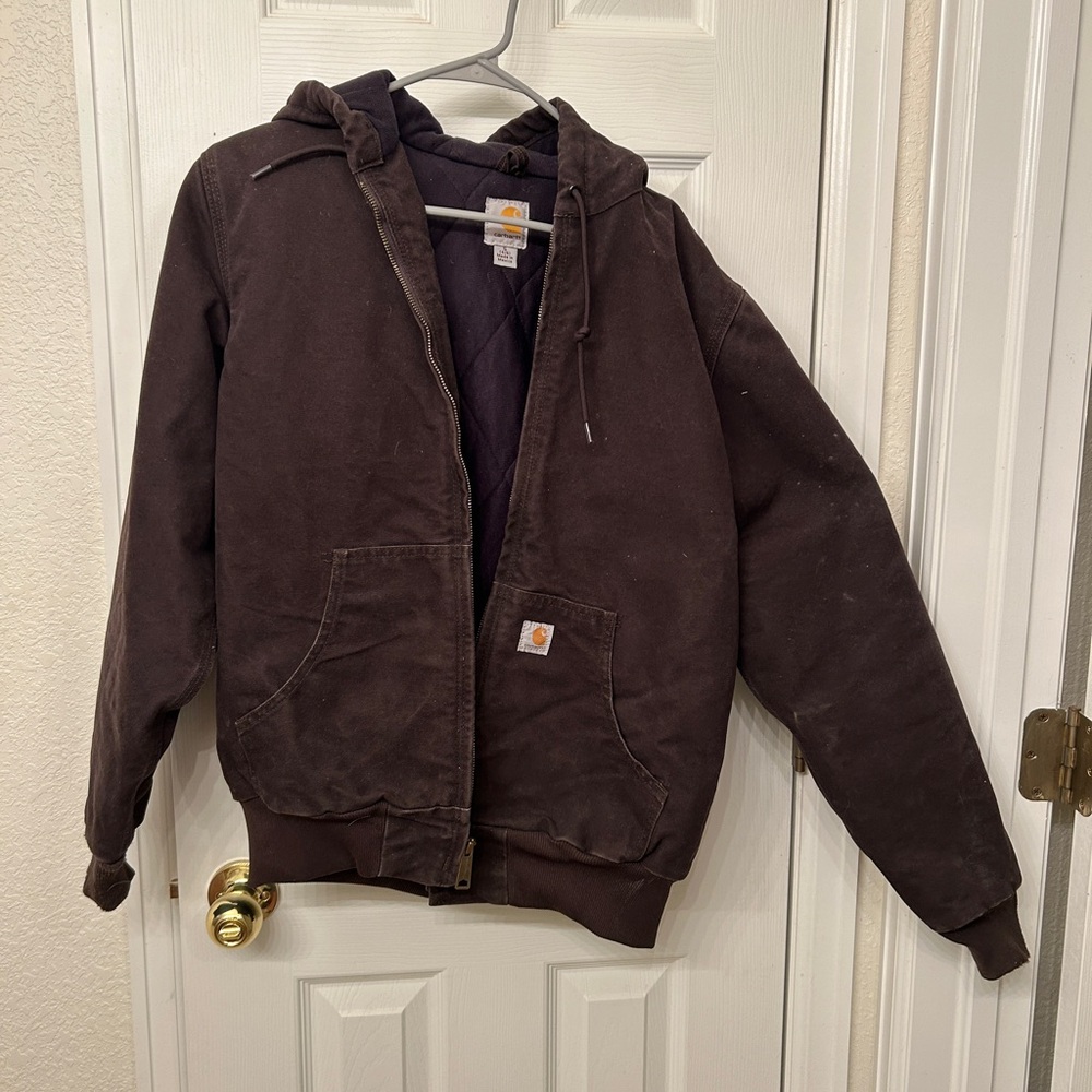 Carhartt Quilted Jacket with Gold Logo - Brown Interior